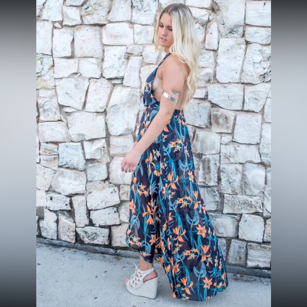 Floral Halter Maxi Dress - Picture 3 of 4